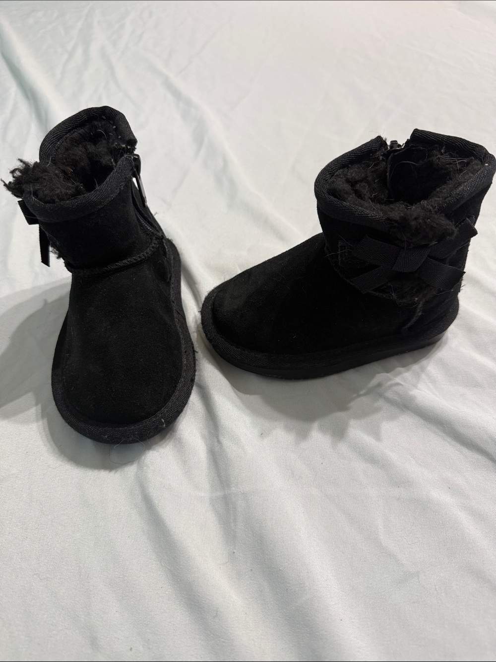 Koolaburra Kids Black Suede Fleece-Lined Rain & Snow Boots
